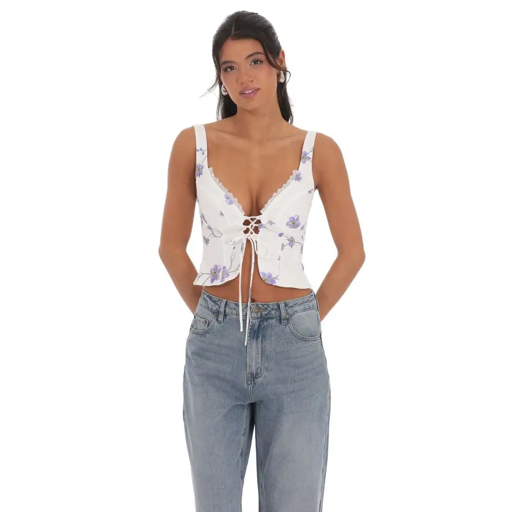 Wildflower Lace-Up Crop Top