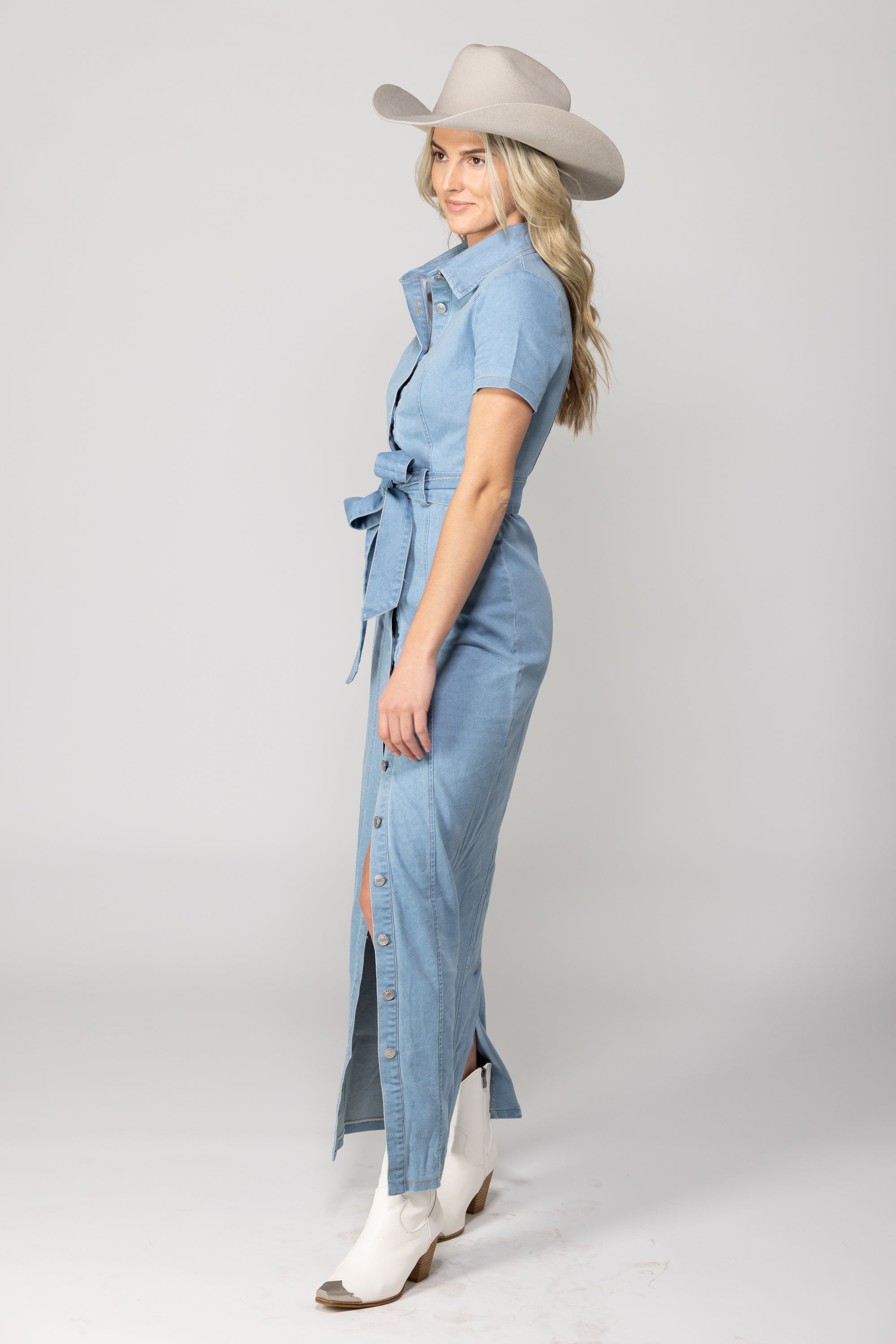 Howdy Honey Denim Button Down Dress