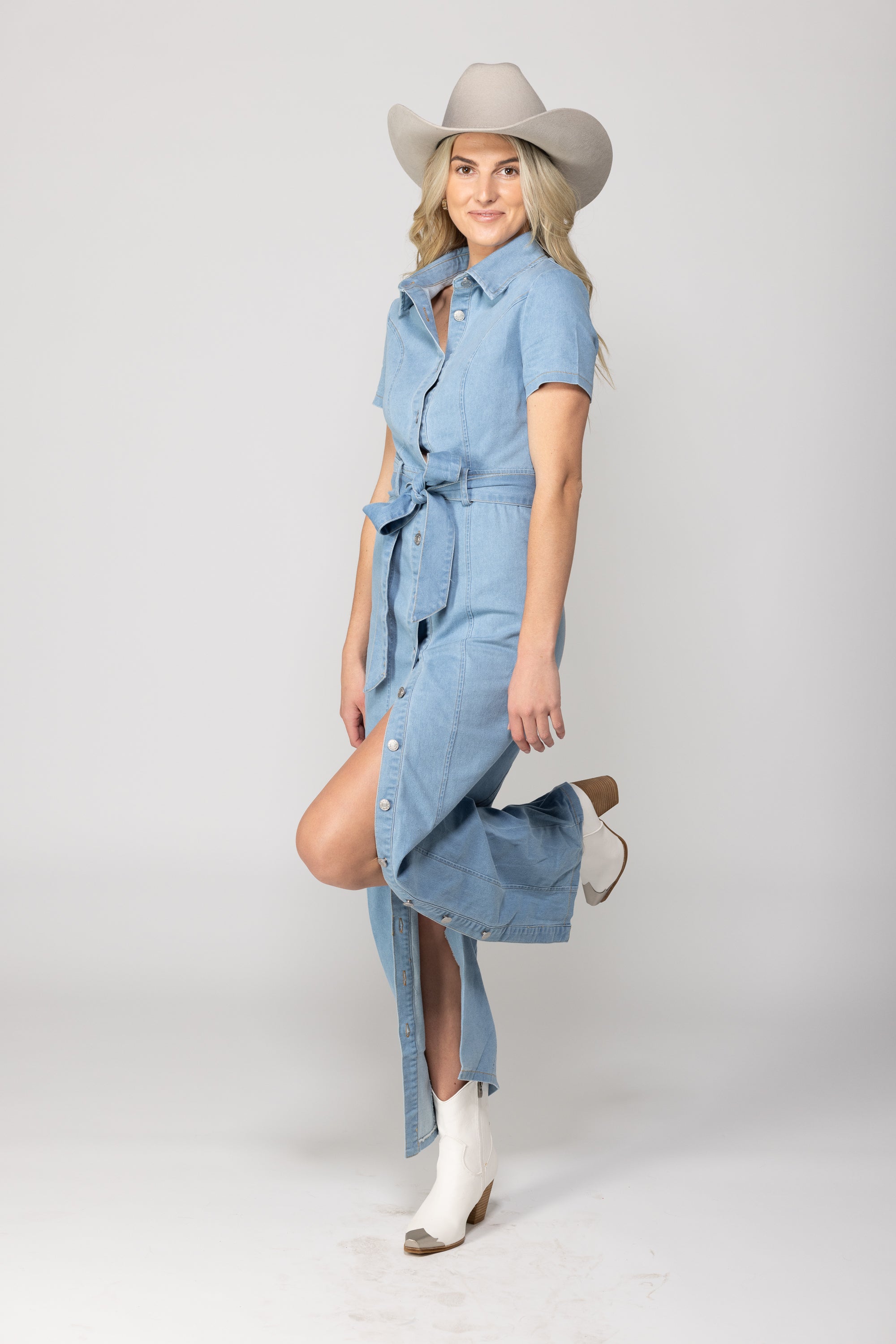 Howdy Honey Denim Button Down Dress