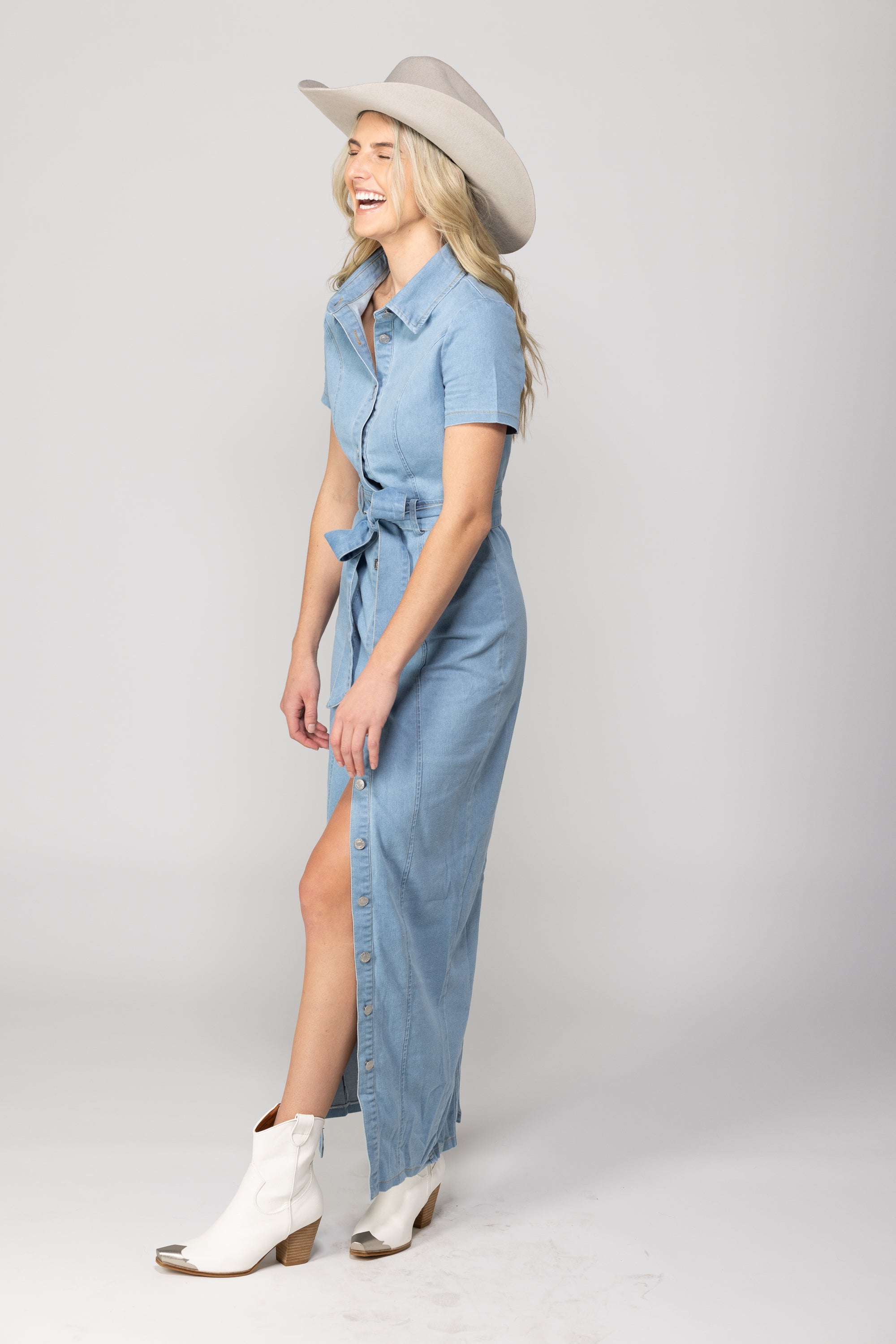 Howdy Honey Denim Button Down Dress