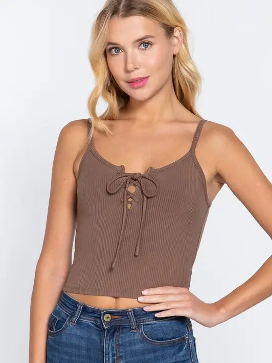 Dusty Trails Lace-Up Tank